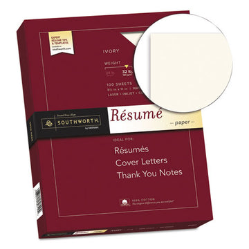 Southworth® 100% Cotton Resume Paper, 32 Lb, 8.5 X 11, Ivory, 100-pack freeshipping - TVN Wholesale